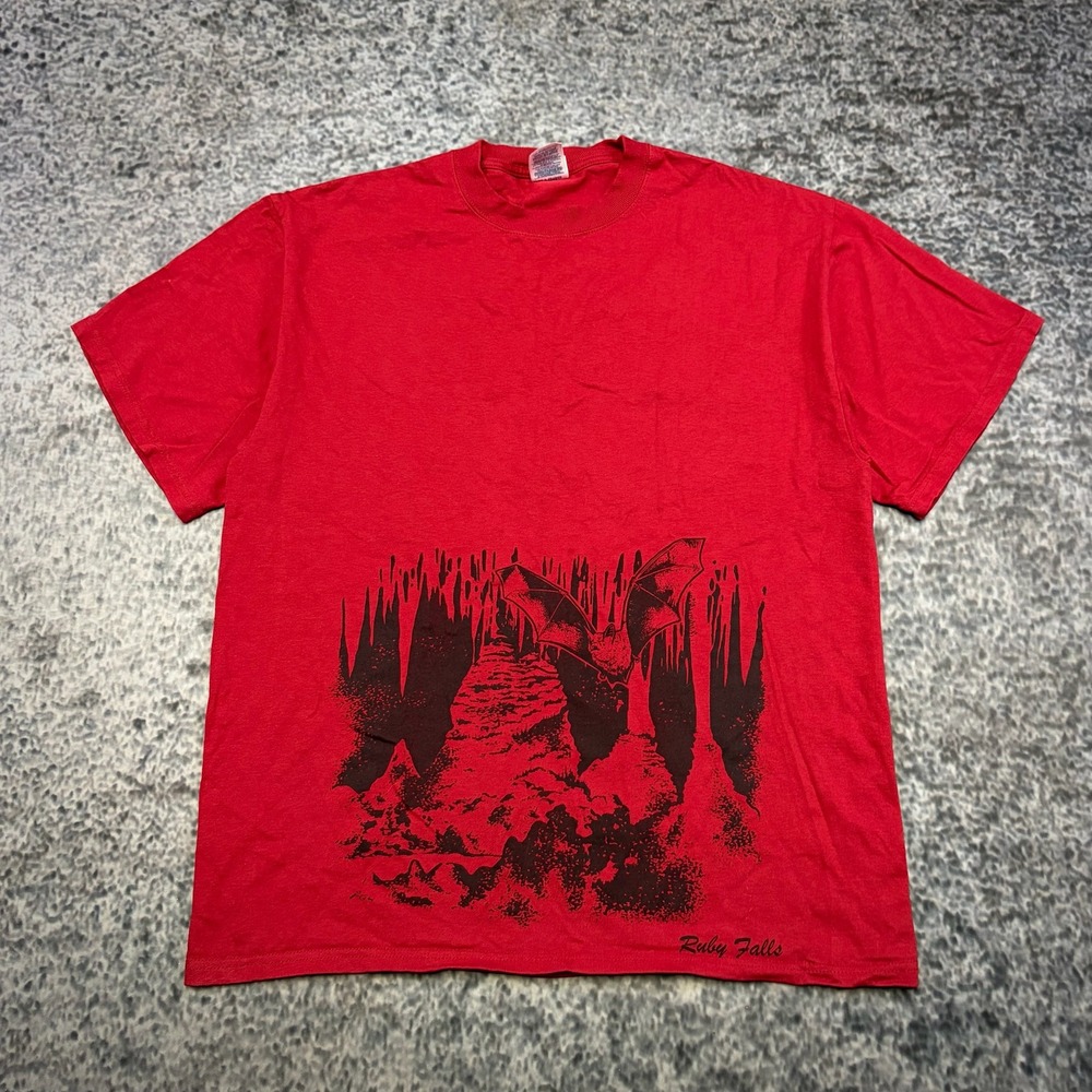 Ruby Falls T Shirt Mens XL Red Cave Horror Halloween Grunge Skater VTG Y2K
